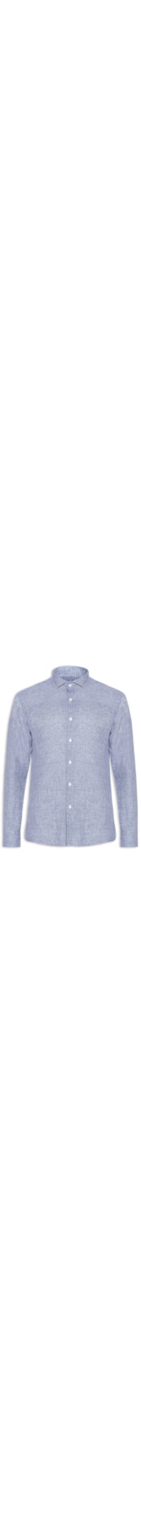 Camisa Masculina Linho Roma Pied De Poule Manga Longa - Azul