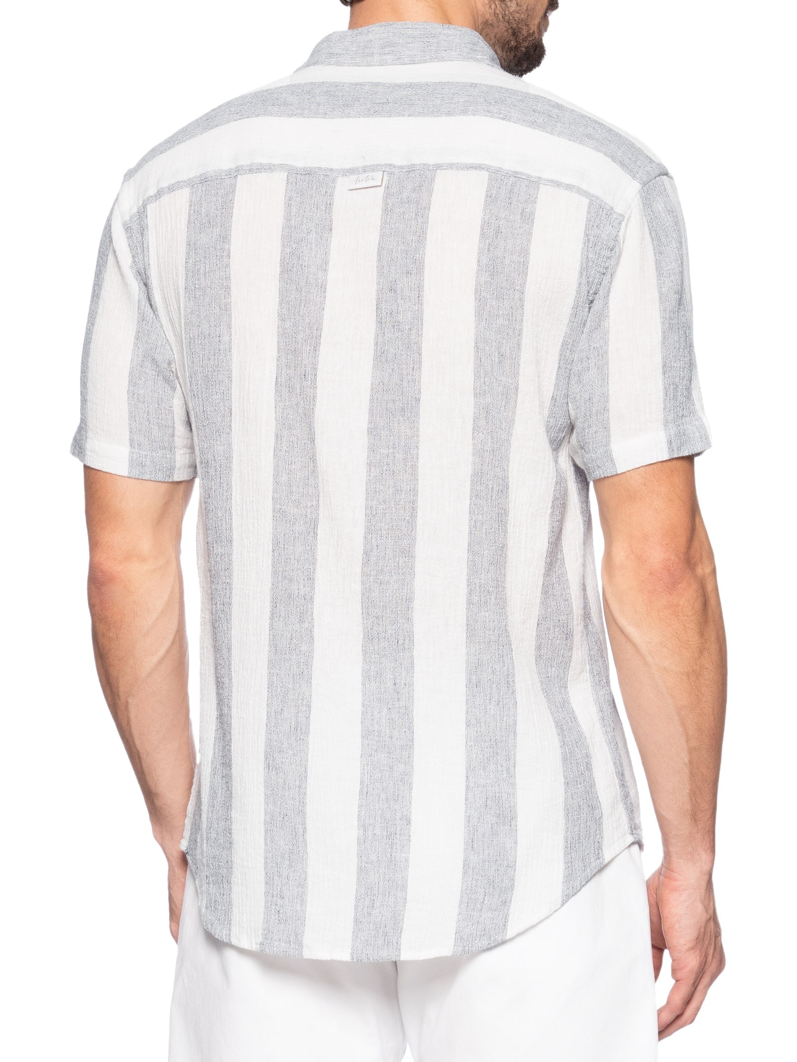 Camisa Masculina Linho Stripes Azul Foxton