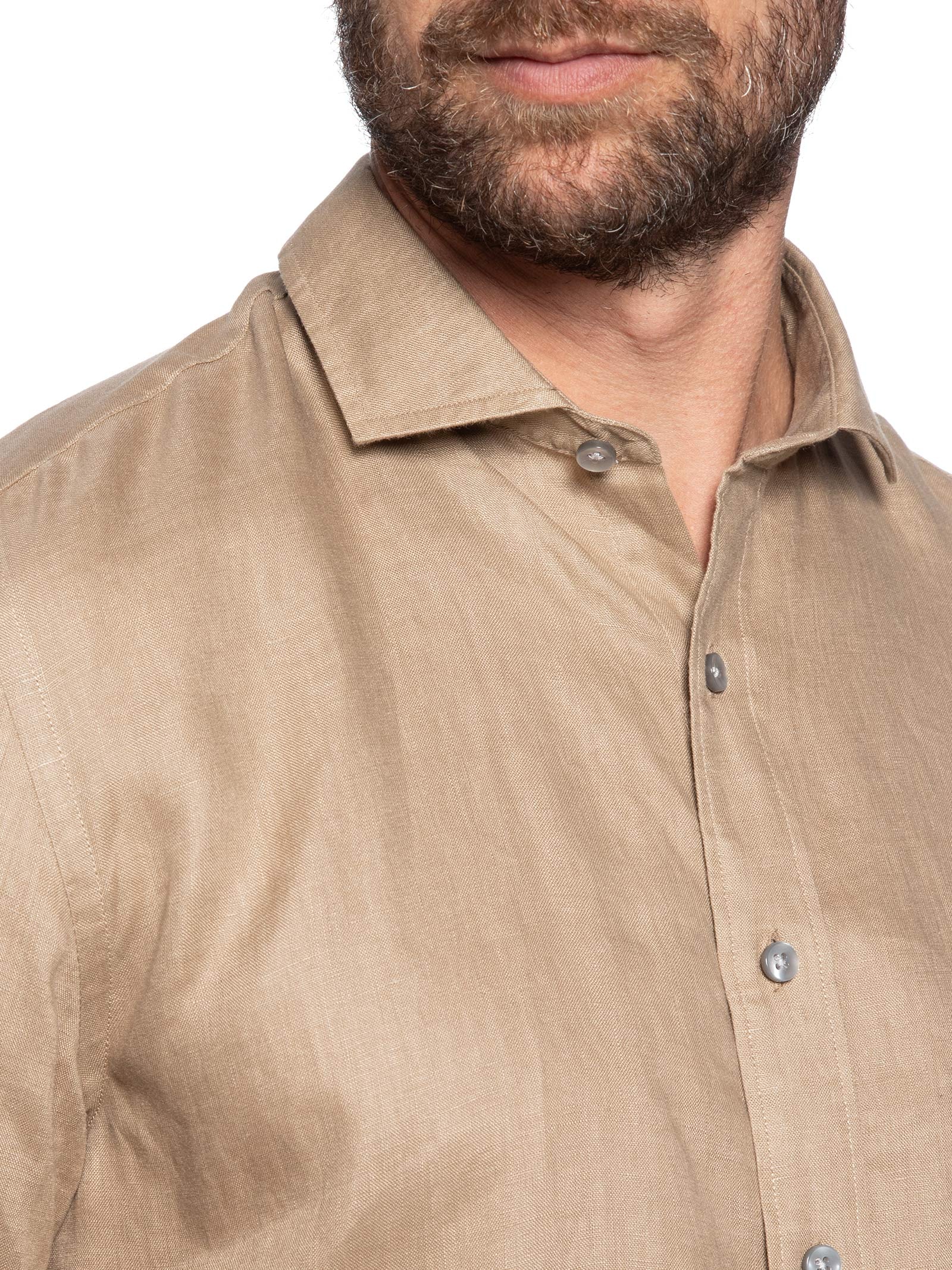 Camisa Masculina Linho Summer Manga Curta Marrom Oficina Reserva