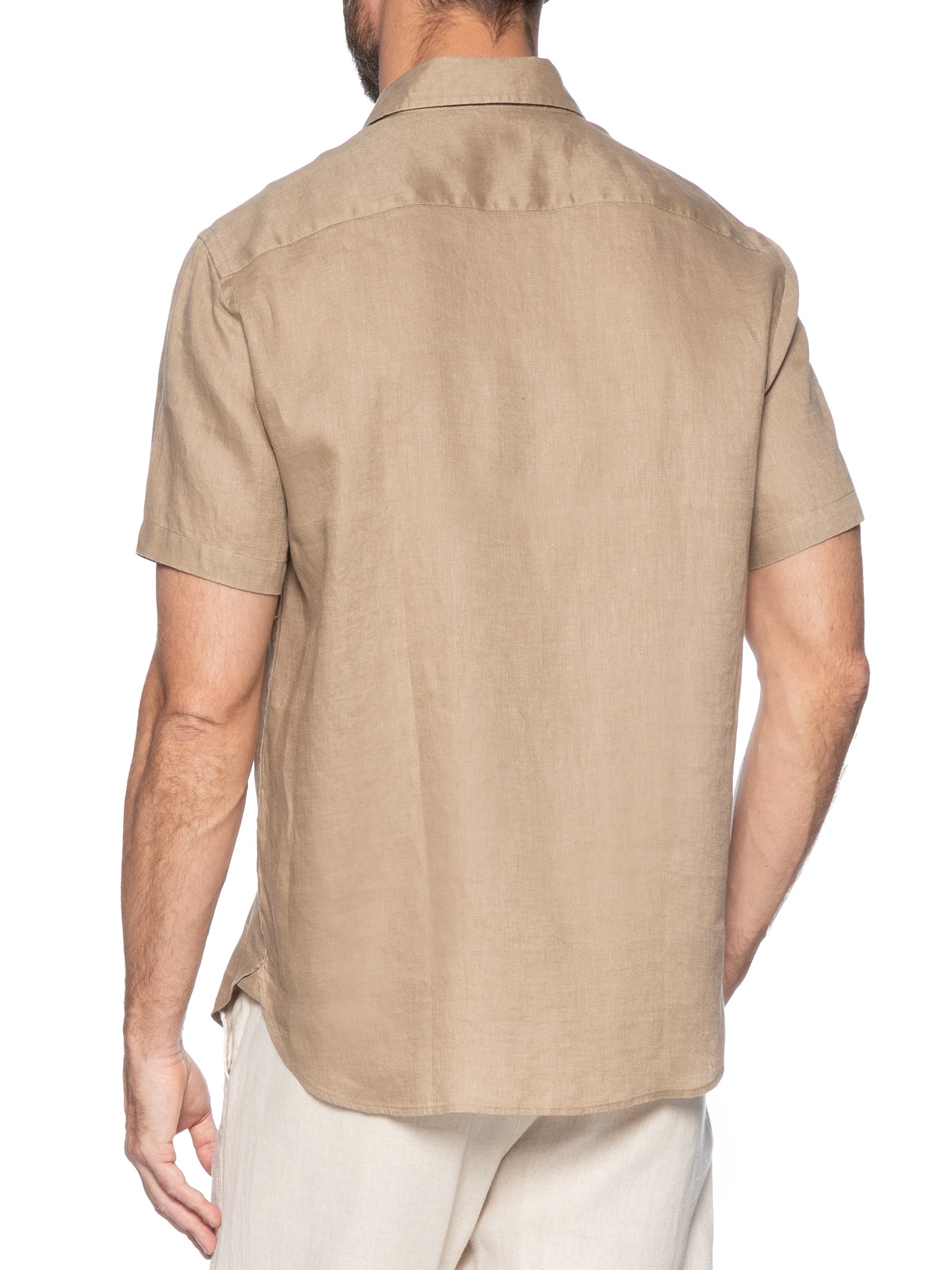 Camisa Masculina Linho Summer Manga Curta Marrom Oficina Reserva