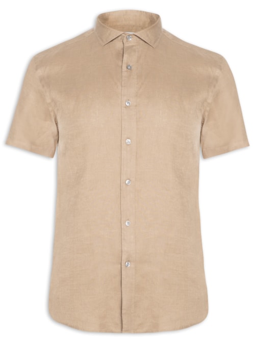 Camisa Masculina Linho Summer Manga Curta – Marrom