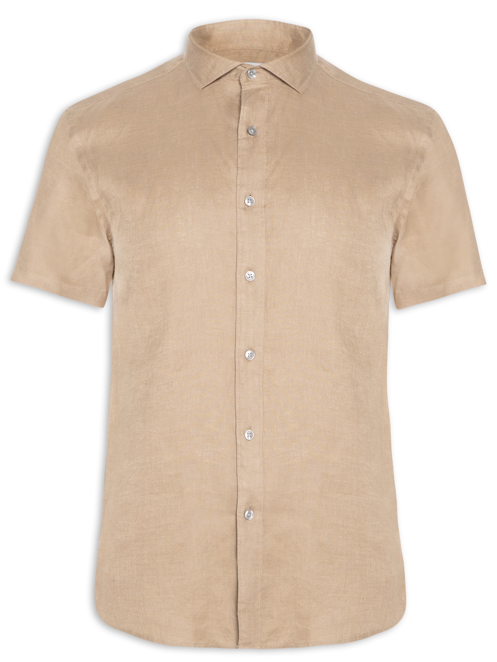 Camisa Masculina Linho Summer Manga Curta Marrom Oficina Reserva