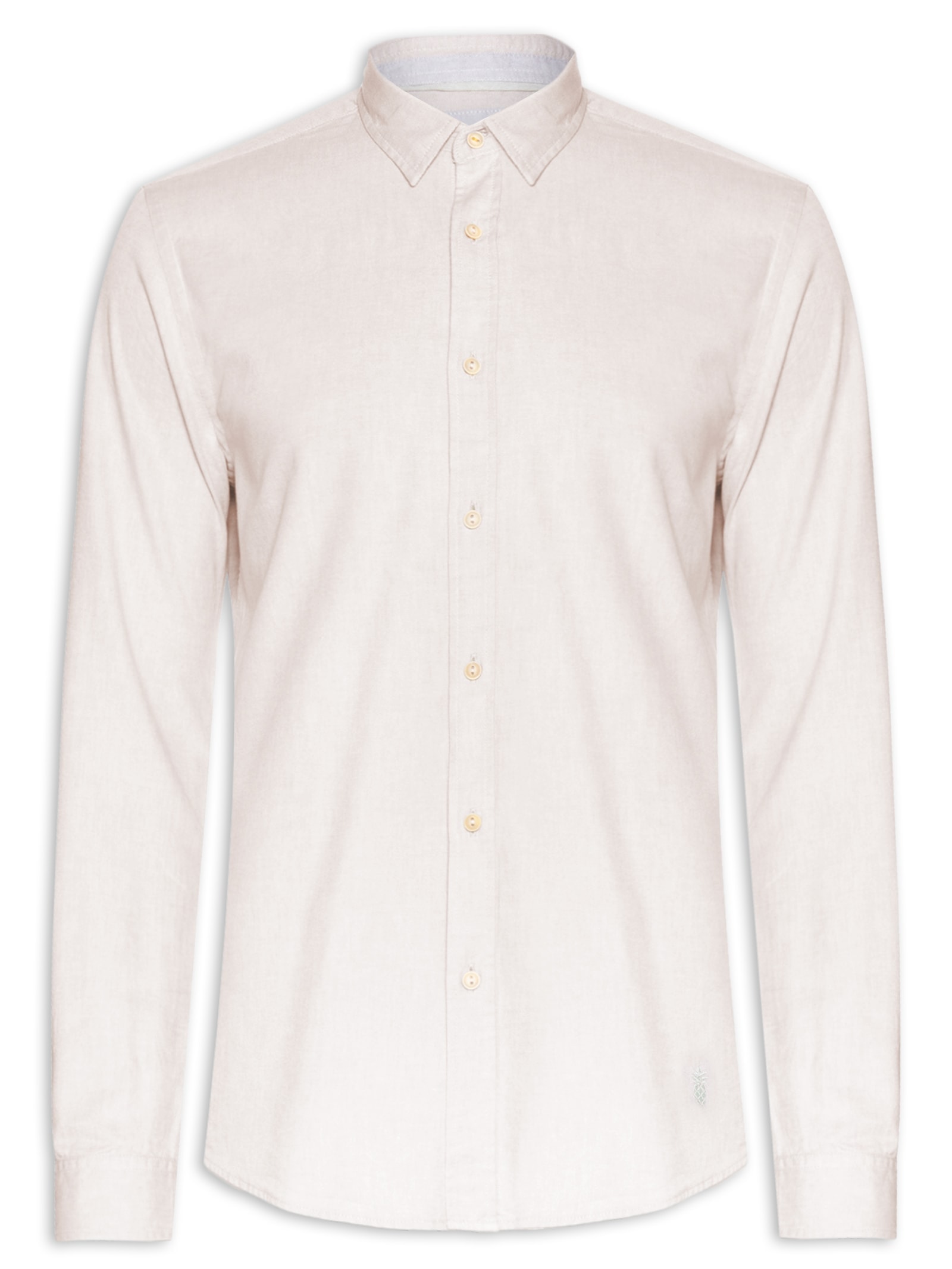 Camisa Masculina Lisa em Oxford Bege Pineapple