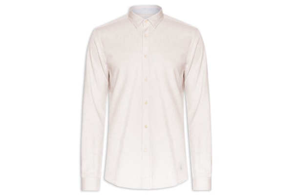 Camisa Masculina Lisa em Oxford - Bege