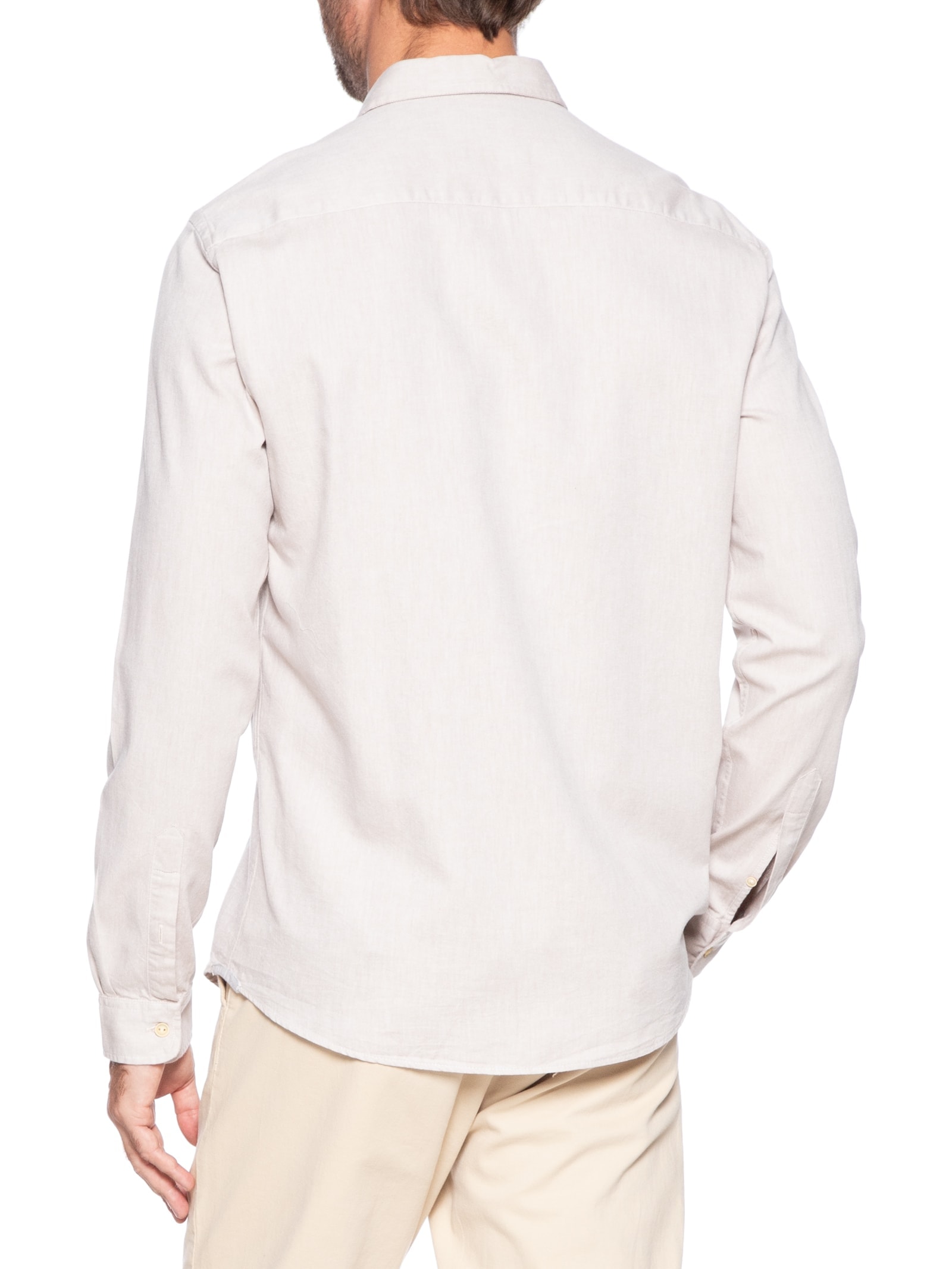 Camisa Masculina Lisa em Oxford Bege Pineapple