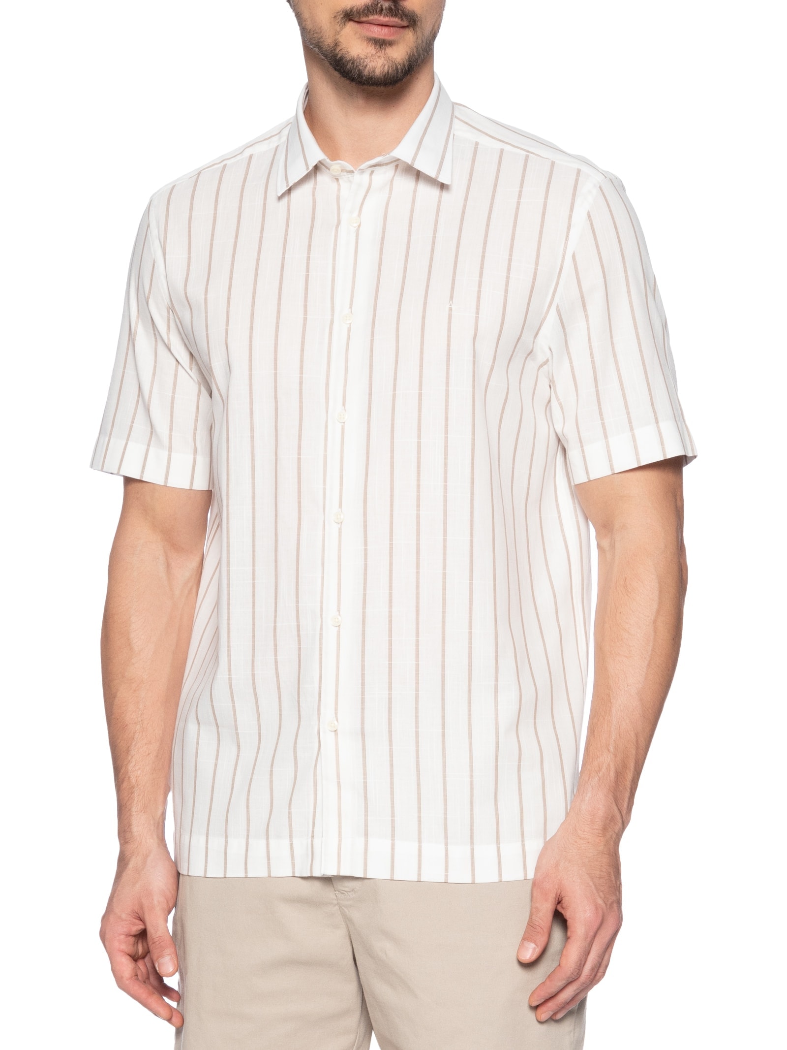 Camisa Masculina Listra Flamê Branco Aramis