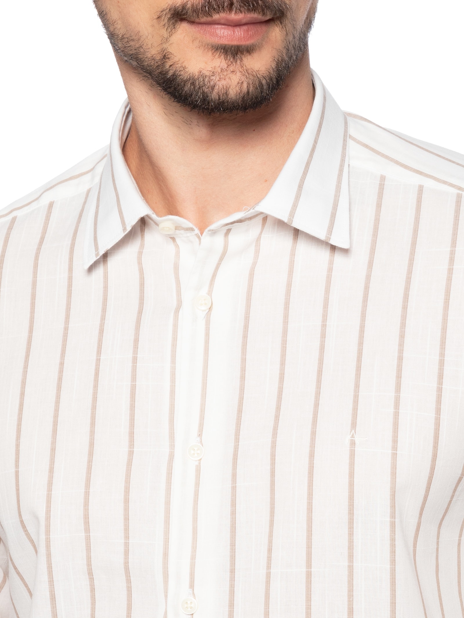 Camisa Masculina Listra Flamê Branco Aramis