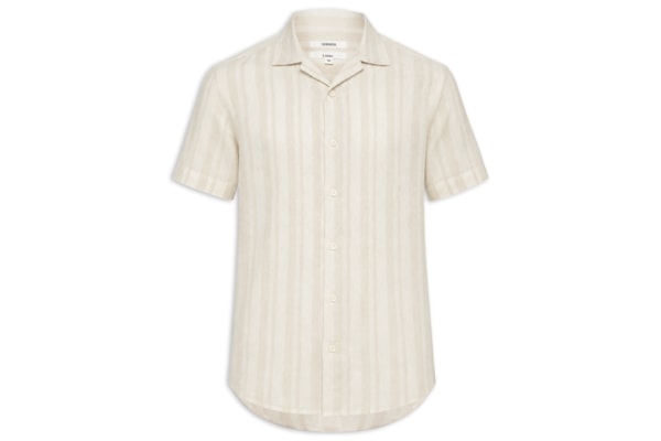 Camisa Masculina Listra Rústica Linho - Bege