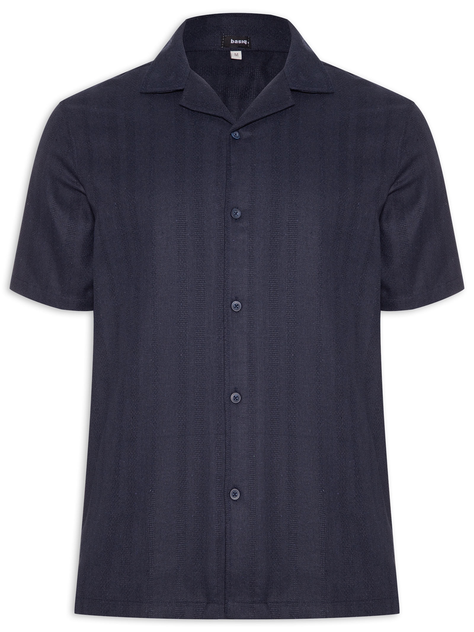 Camisa Masculina Listrada Azul Basiq Men