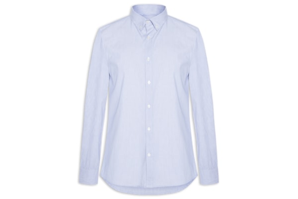 Camisa Masculina Listrada Básica Em Tricoline - Azul