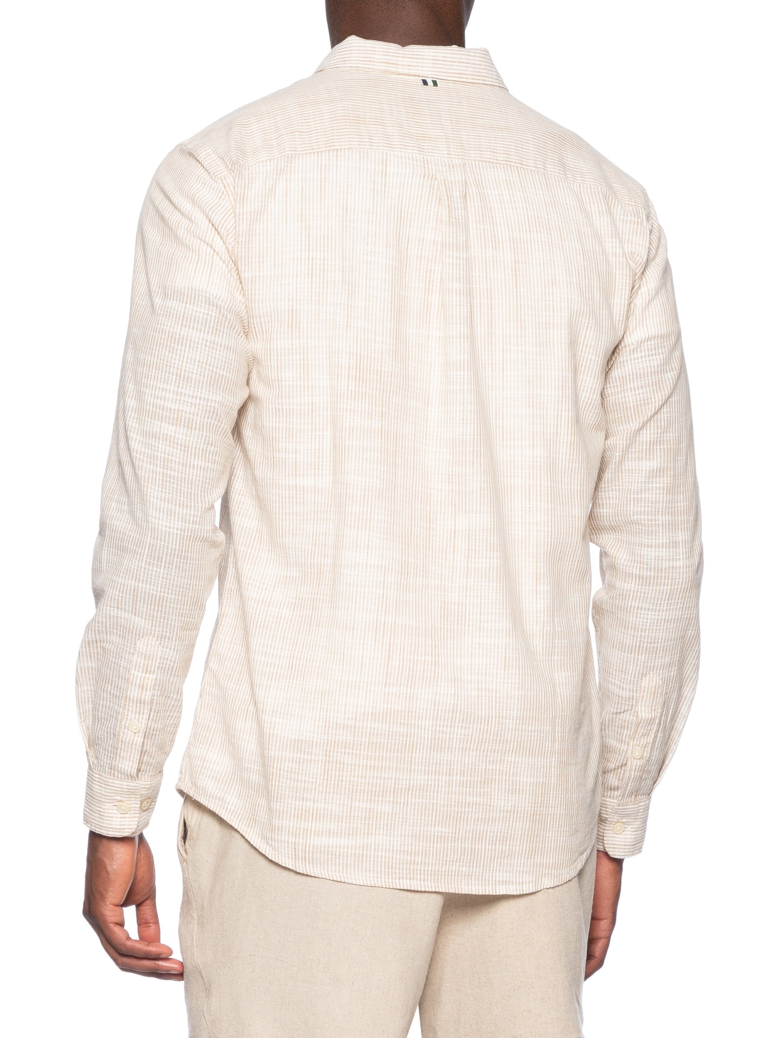 Camisa Masculina Listrada Bege Reserva