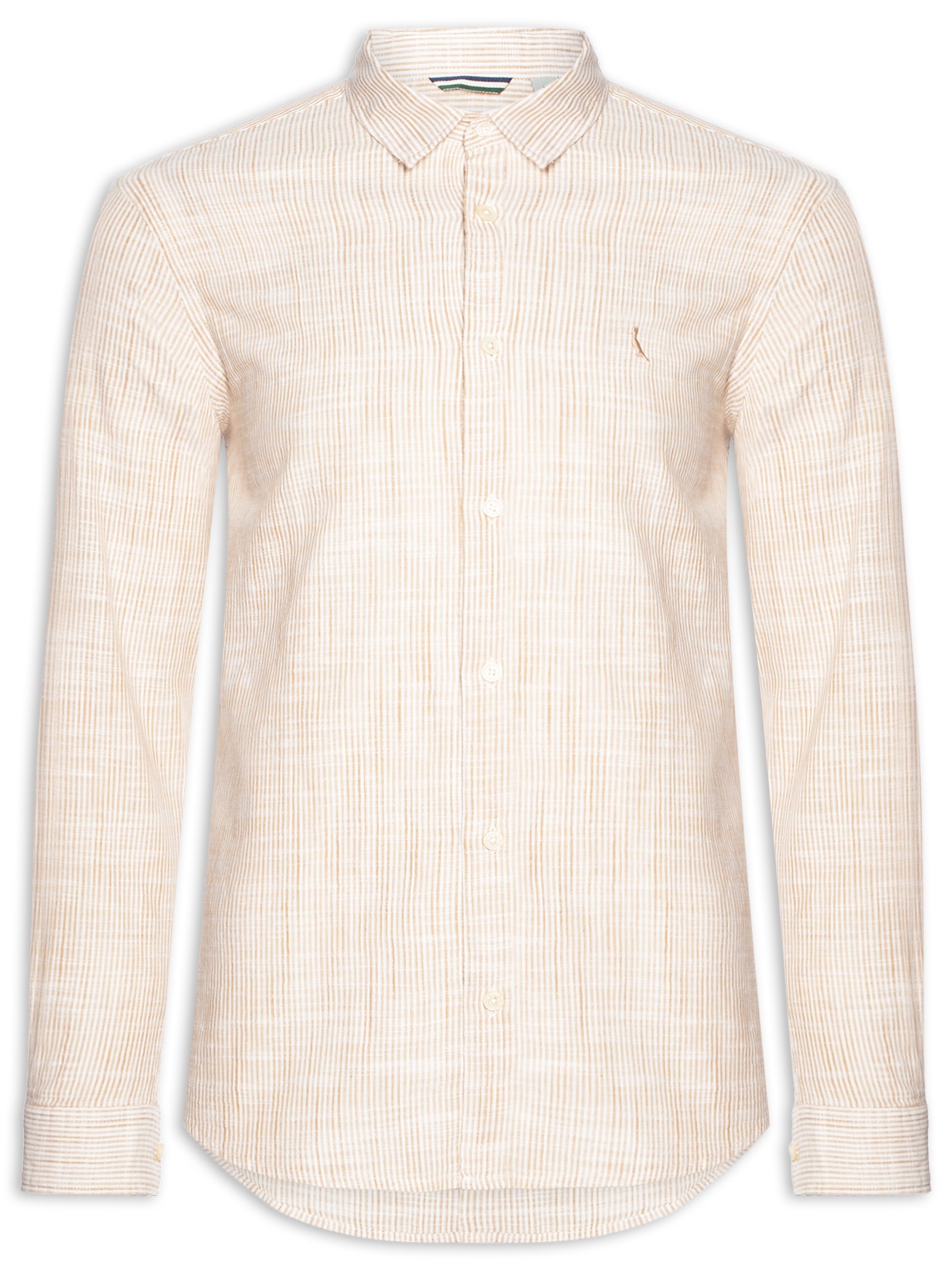 Camisa Masculina Listrada Bege Reserva