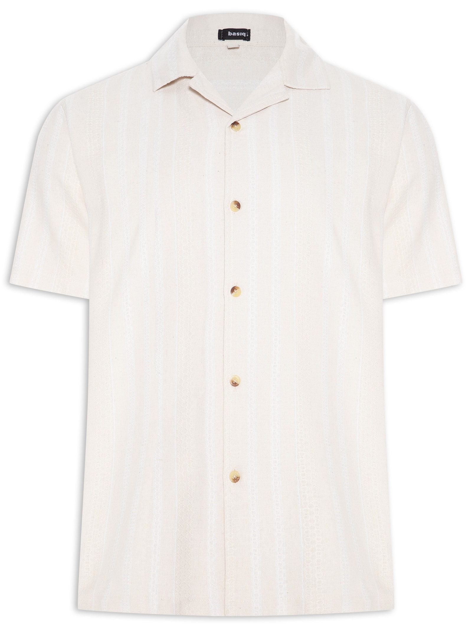 Camisa Masculina Listrada Bege Basiq Men