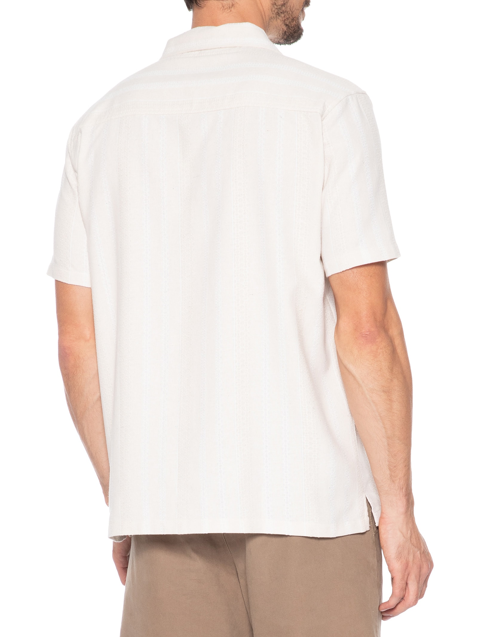 Camisa Masculina Listrada Bege Basiq Men