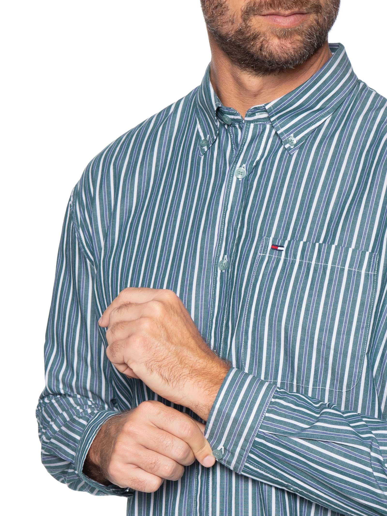 Camisa Masculina Listrada Relaxed Fit Azul Tommy Jeans