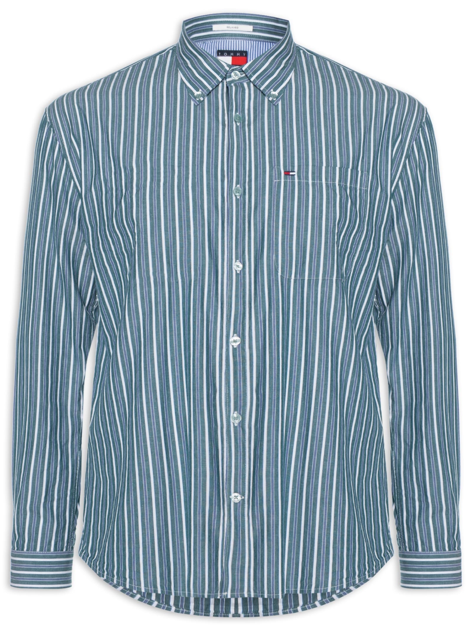 Camisa Masculina Listrada Relaxed Fit Azul Tommy Jeans