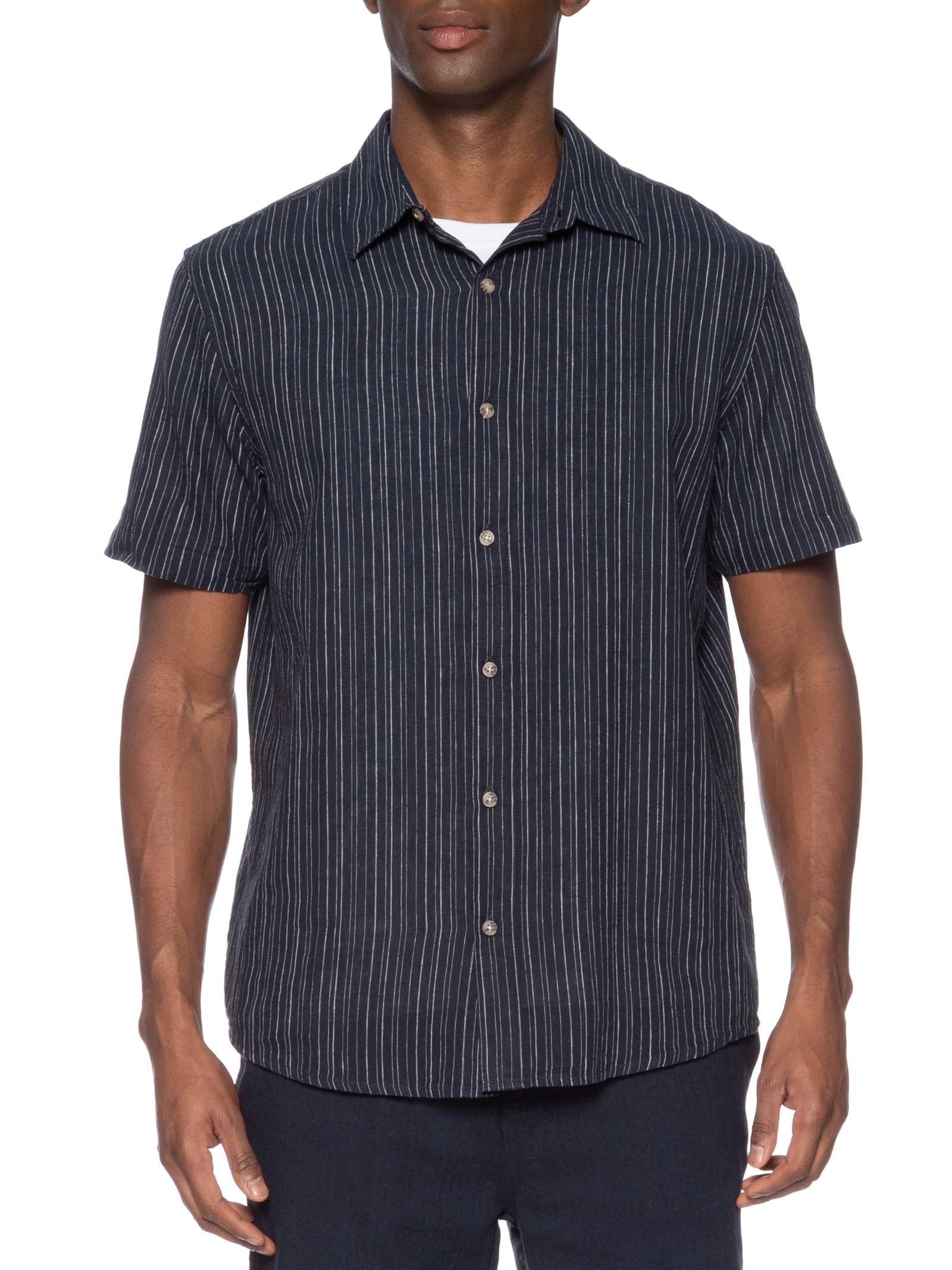 Camisa Masculina Listras Azul Hering