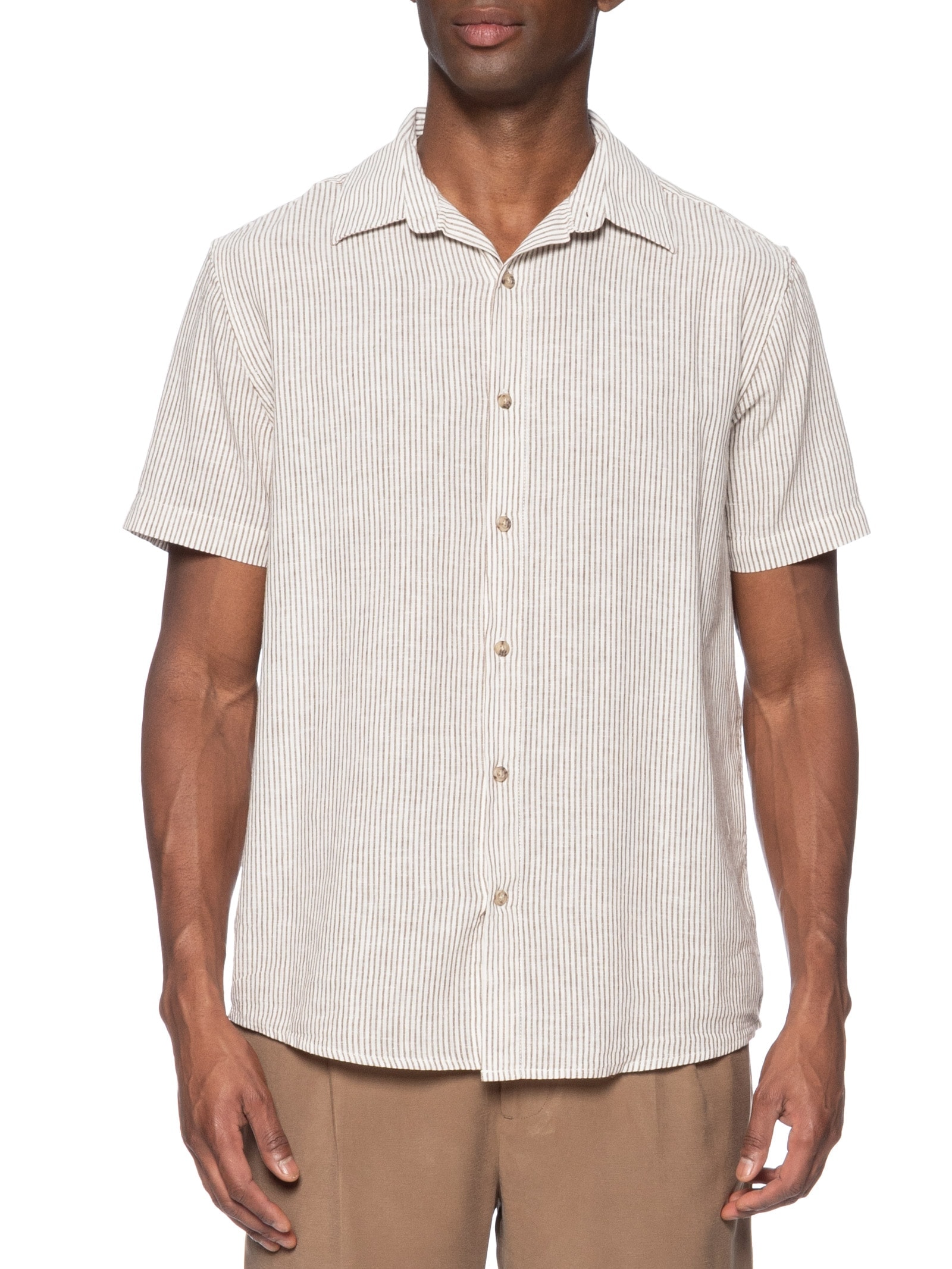 Camisa Masculina Listras  Bege Hering