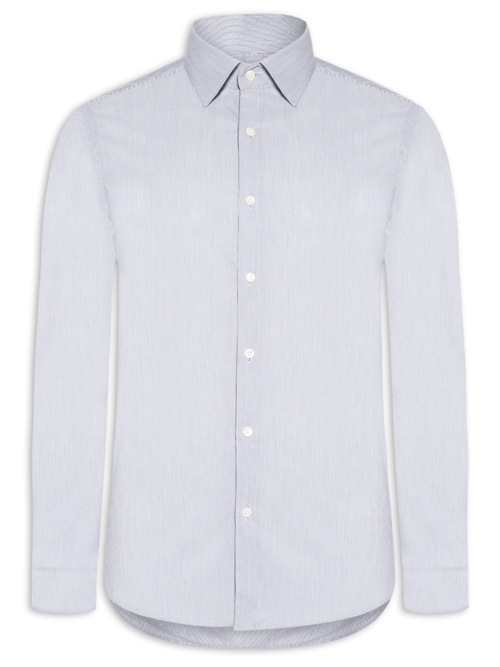 Camisa Masculina Londres Listra Fina Manga Longa Azul Oficina Reserva