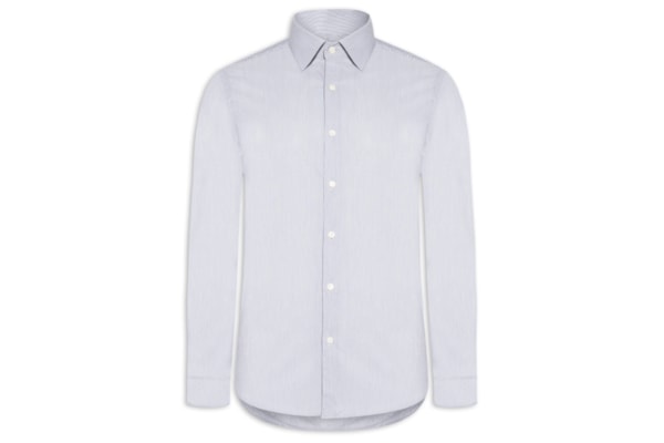 Camisa Masculina Londres Listra Fina Manga Longa - Azul