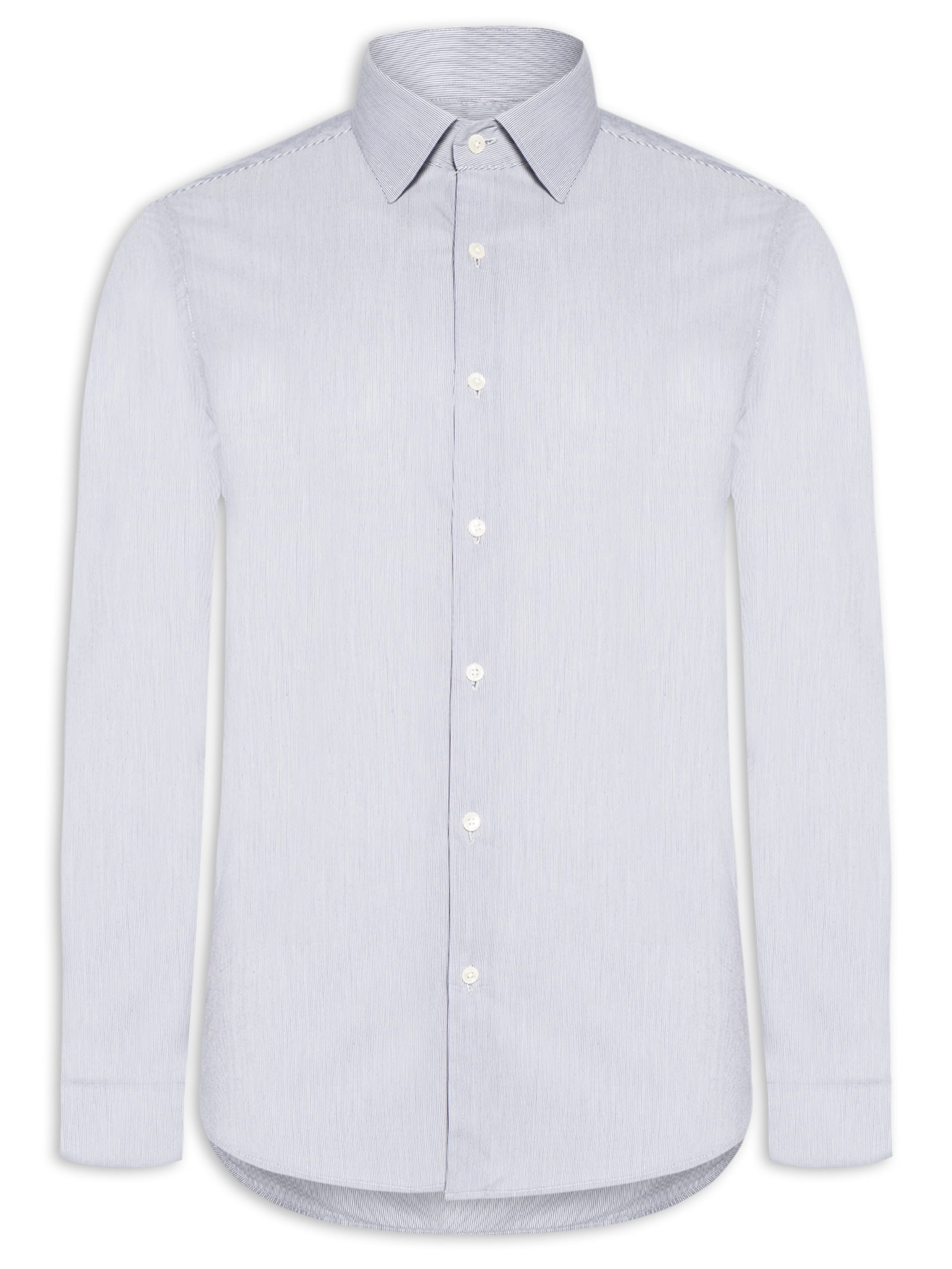 Camisa Masculina Londres Listra Fina Manga Longa Azul Oficina Reserva