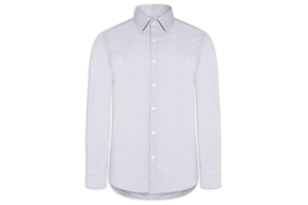 Camisa Masculina Londres Listra Fina Manga Longa - Azul