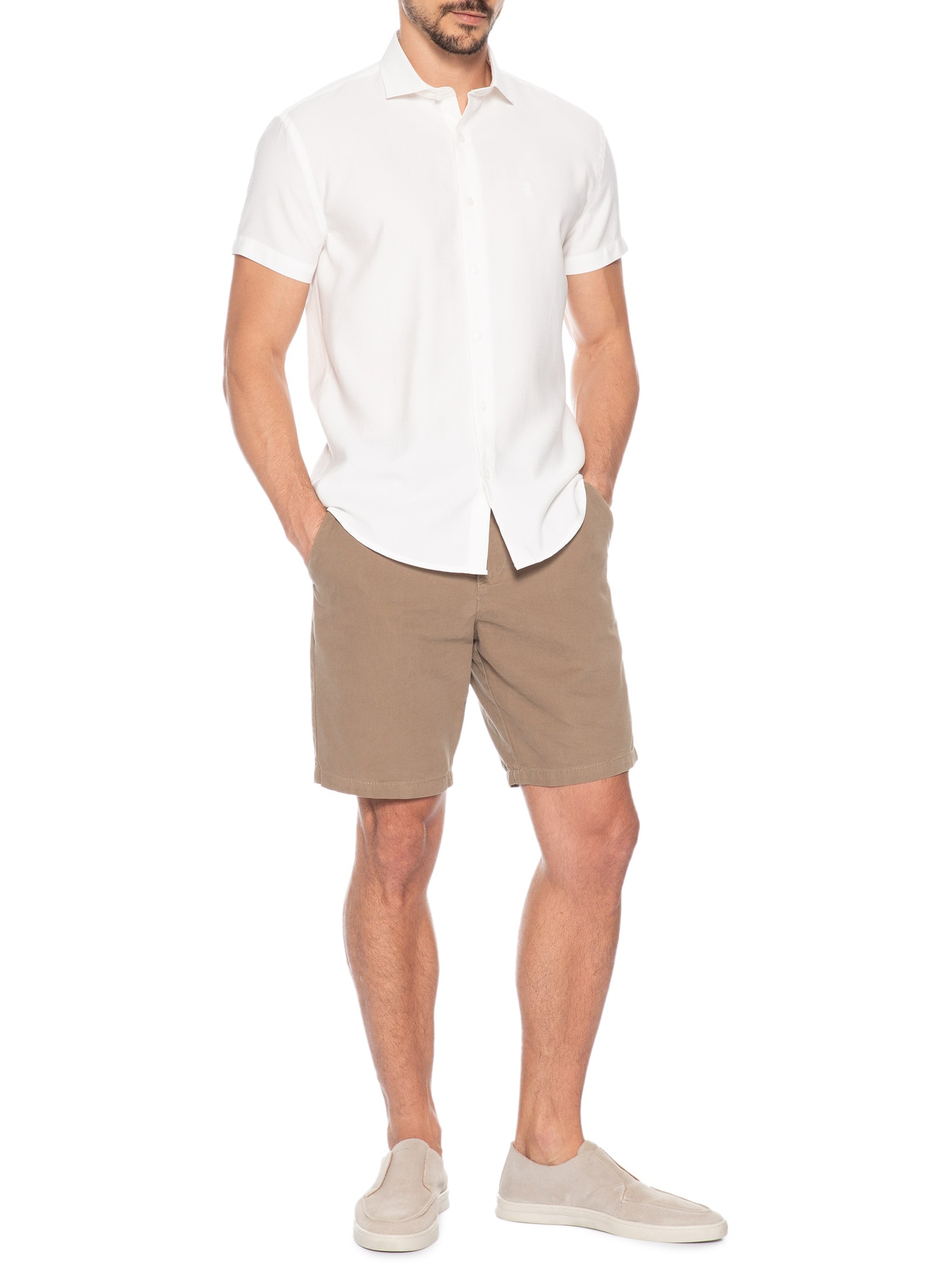 Camisa Masculina Lyocell Stoned Branco Sergio K