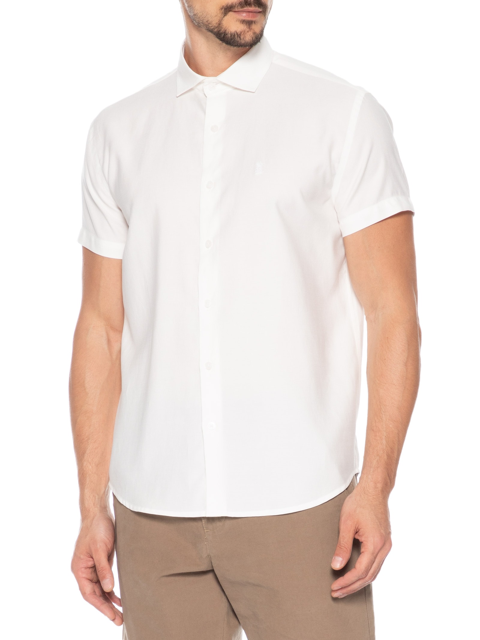 Camisa Masculina Lyocell Stoned Branco Sergio K