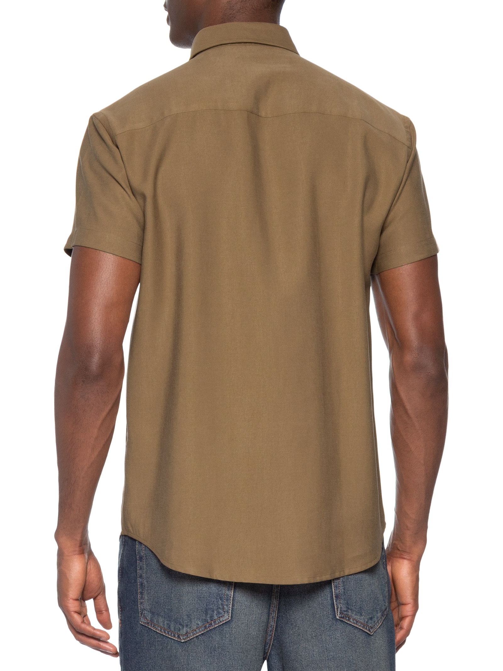 Camisa Masculina Lyocell Stoned Marrom Sergio K