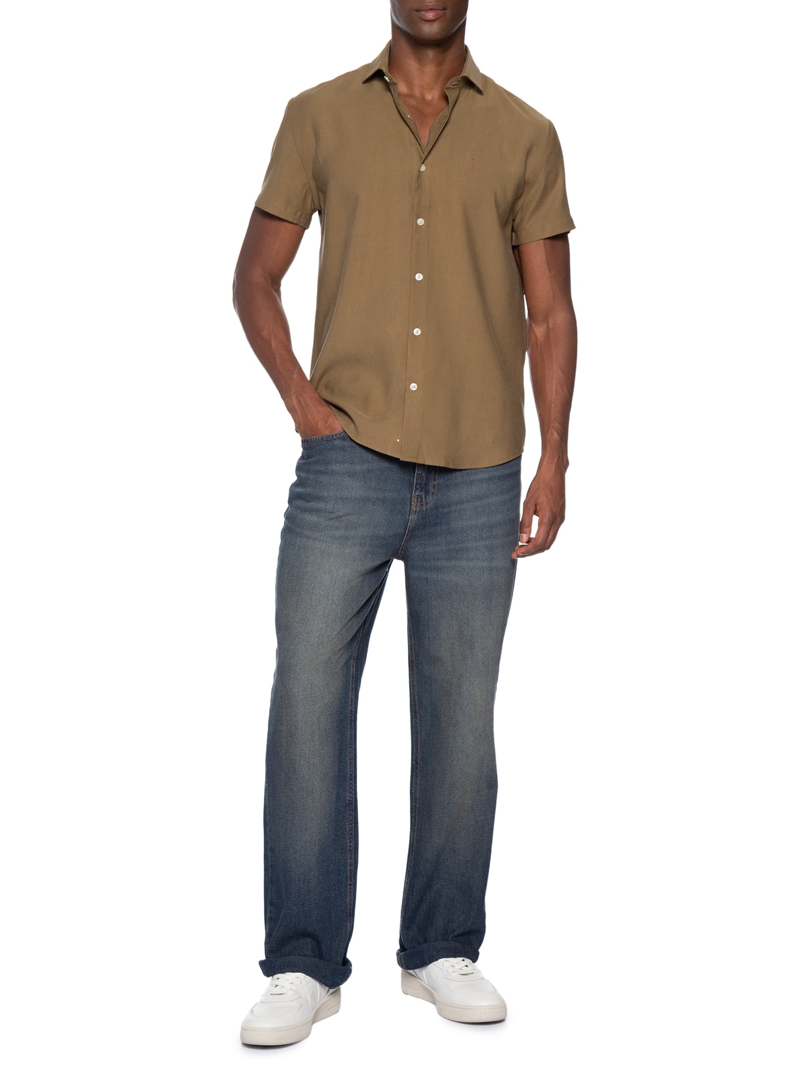 Camisa Masculina Lyocell Stoned – Marrom Sergio K