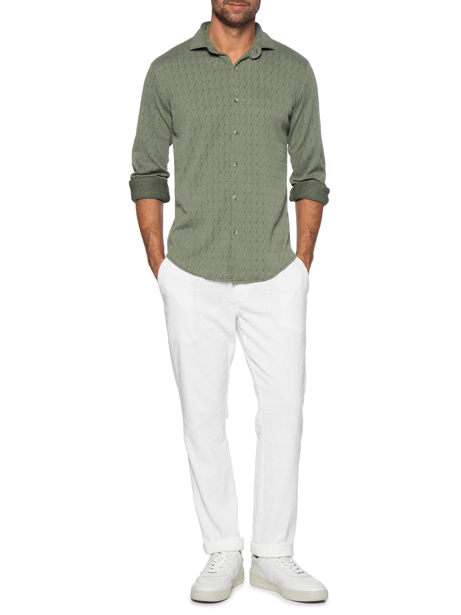 Camisa Masculina Malha Relevo – Verde Sergio K