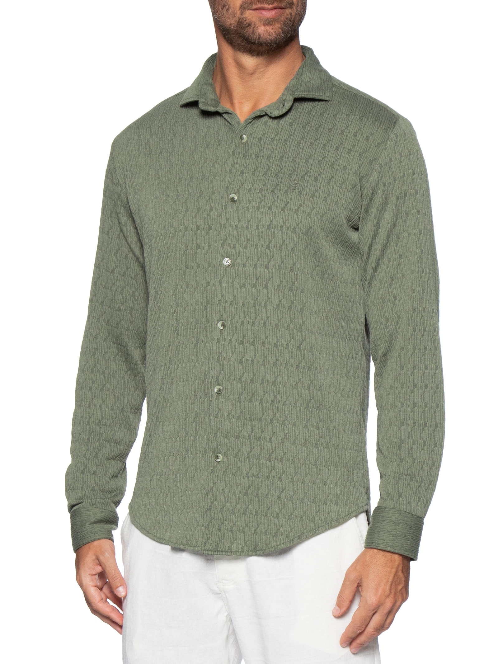 Camisa Masculina Malha Relevo – Verde Sergio K