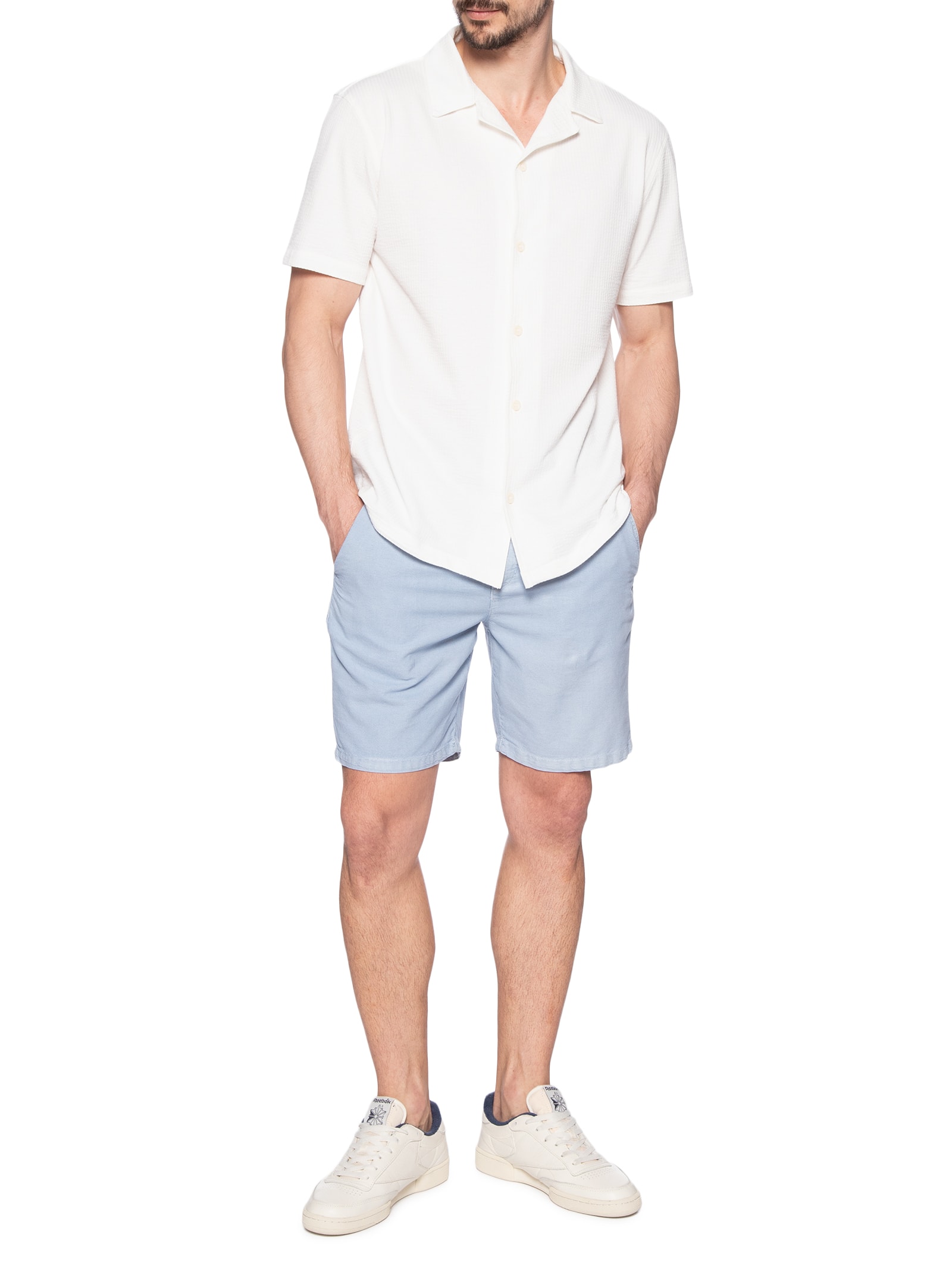 Camisa Masculina Malha Ruga Manga Curta Branco Austral