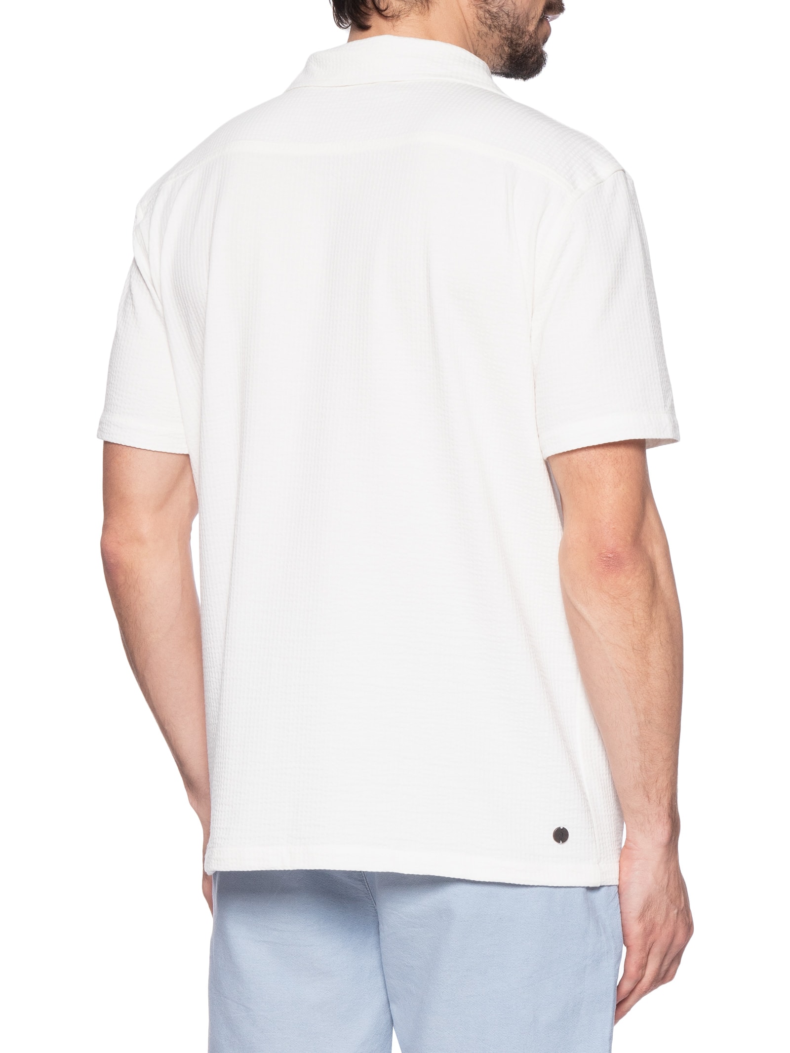 Camisa Masculina Malha Ruga Manga Curta Branco Austral