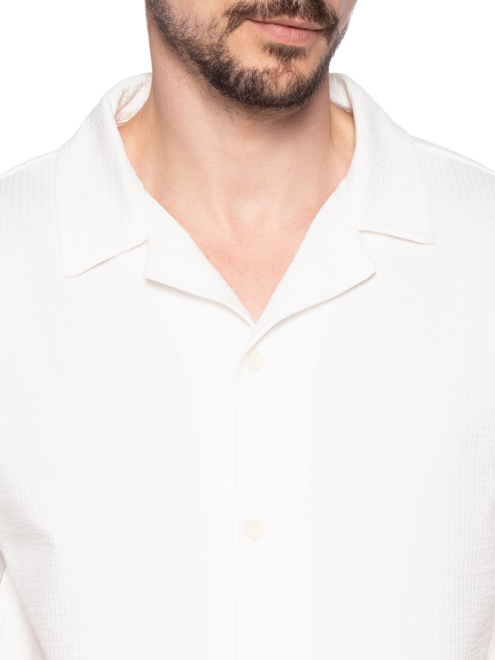 Camisa Masculina Malha Ruga Manga Curta Branco Austral