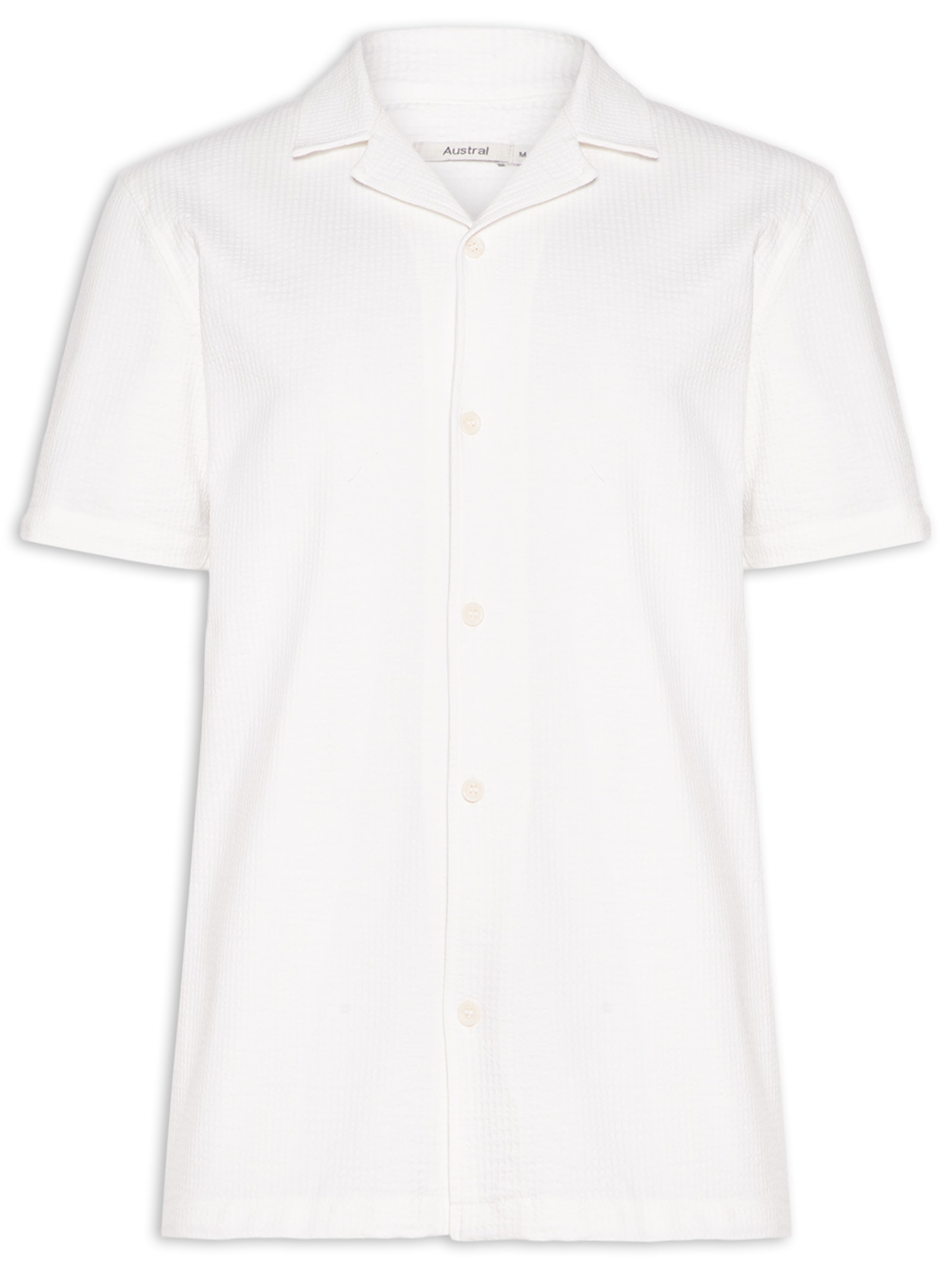 Camisa Masculina Malha Ruga Manga Curta Branco Austral