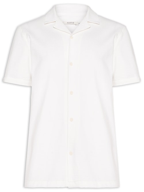 Camisa Masculina Malha Ruga Manga Curta – Branco