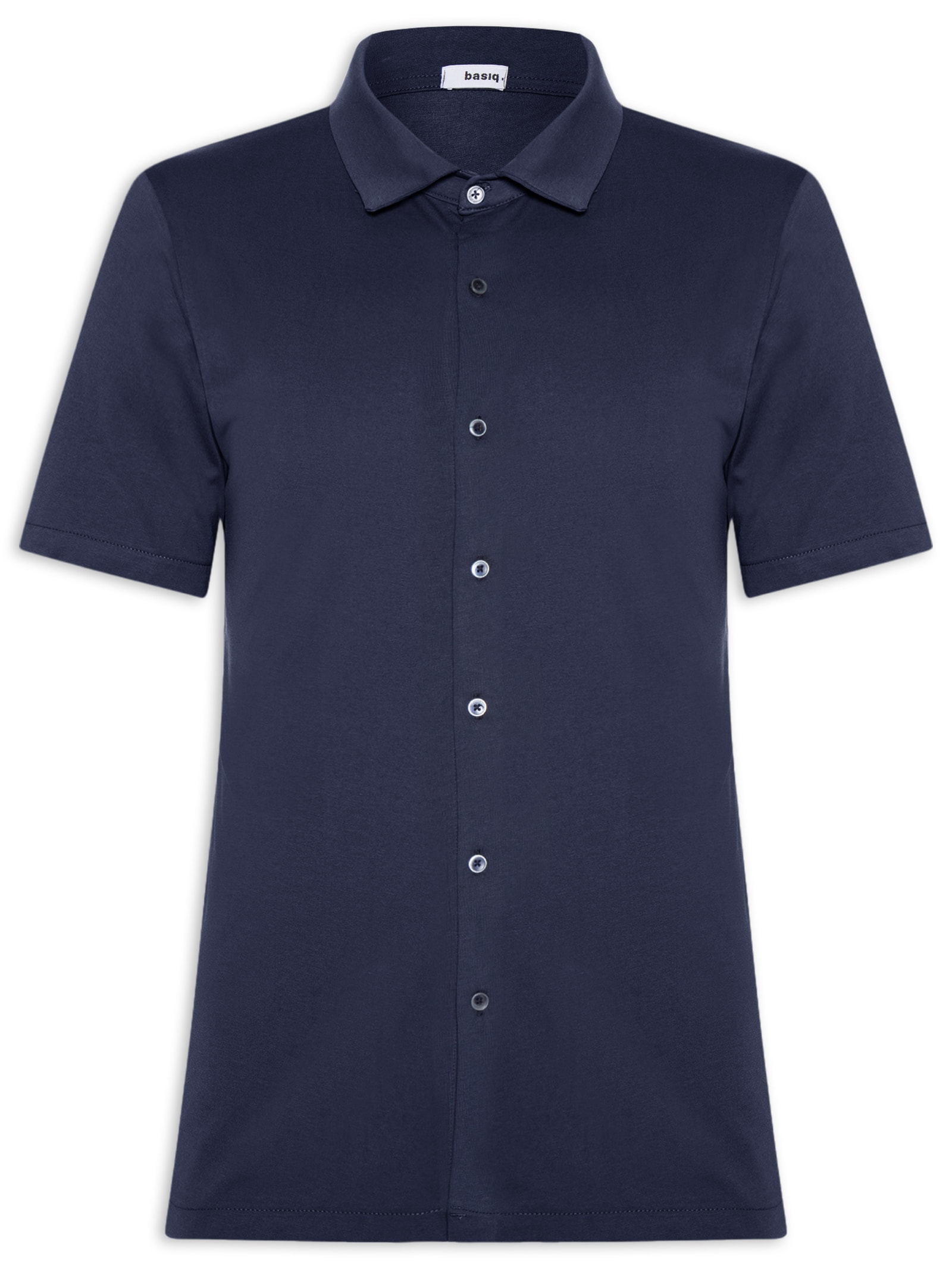Camisa Masculina Manga Curta Básica Azul Basiq Men
