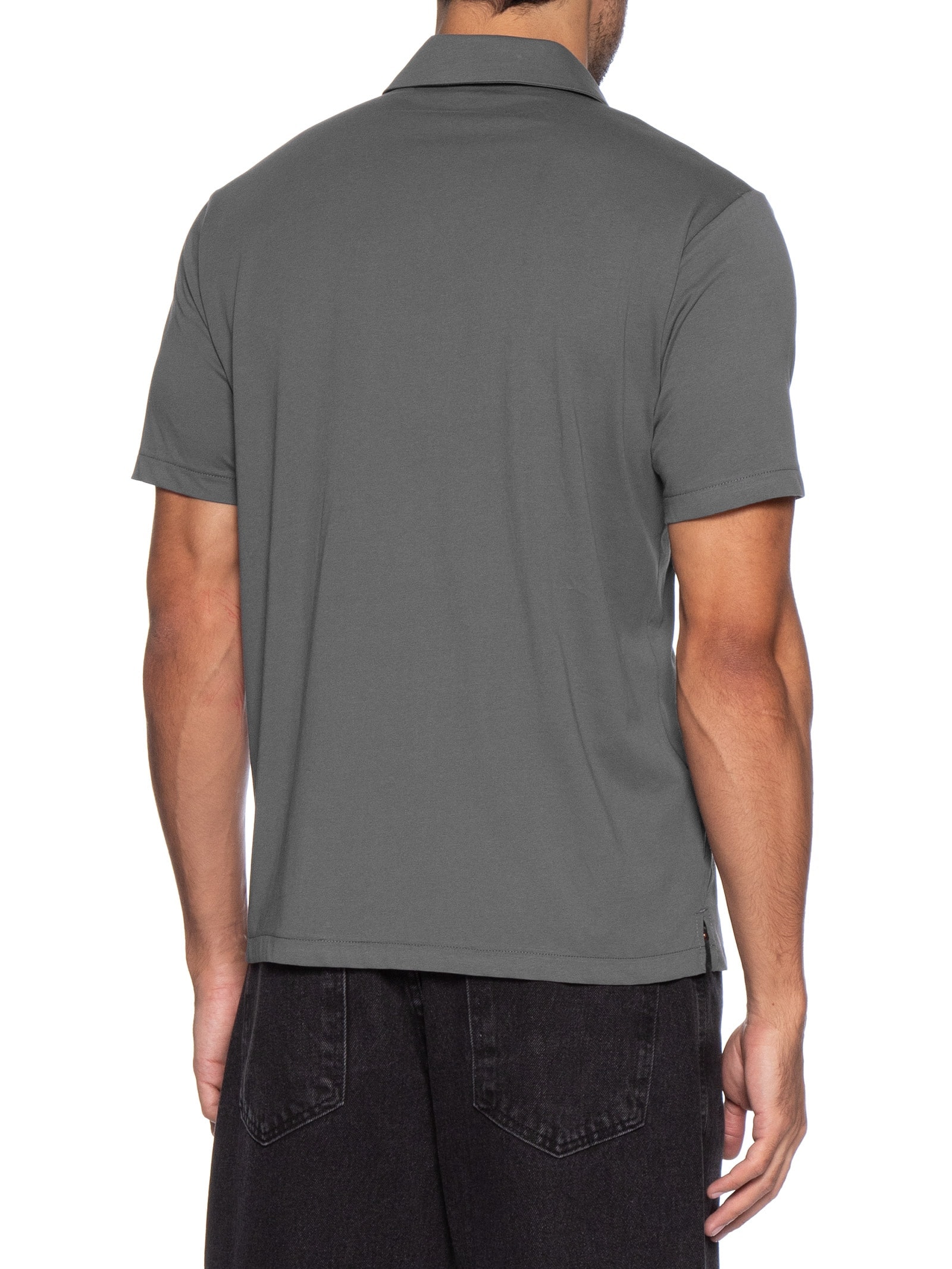 Camisa Masculina Manga Curta Básica Cinza Basiq Men