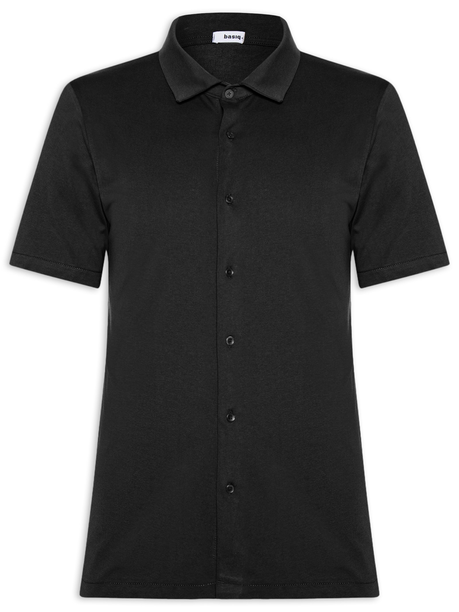 Camisa Masculina Manga Curta Básica Preto Basiq Men