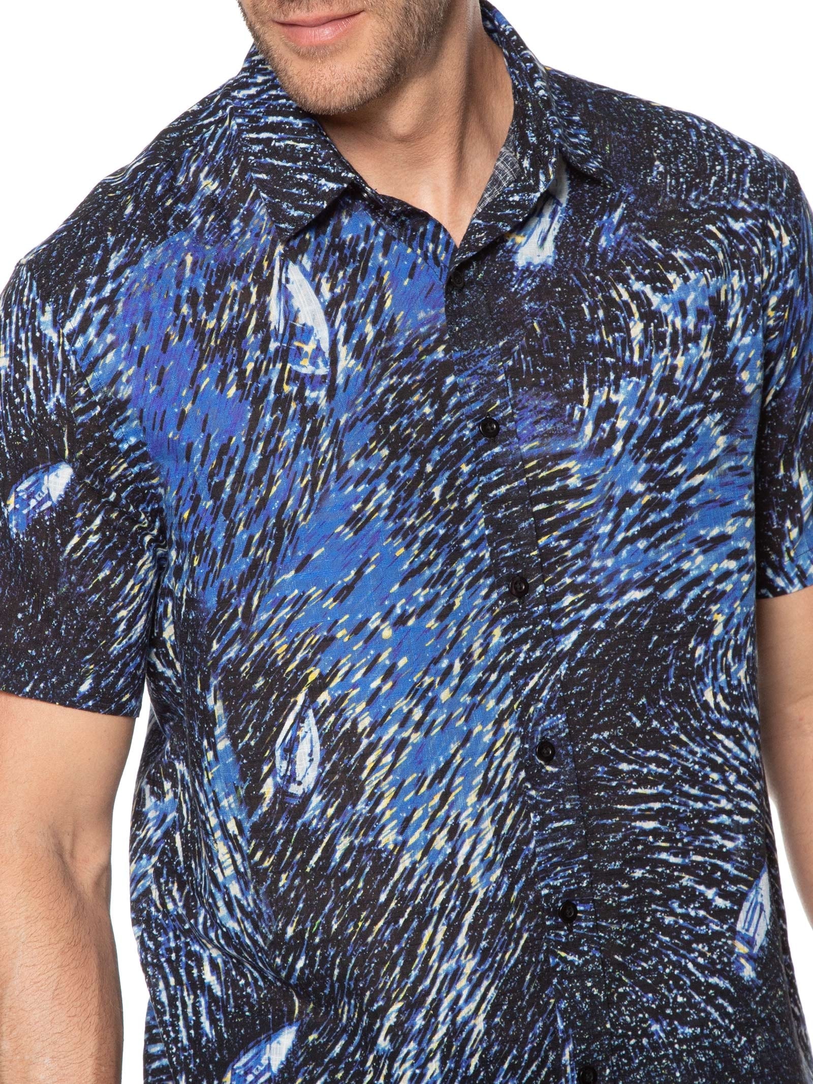 Camisa Masculina Manga Curta Bay Azul Foxton