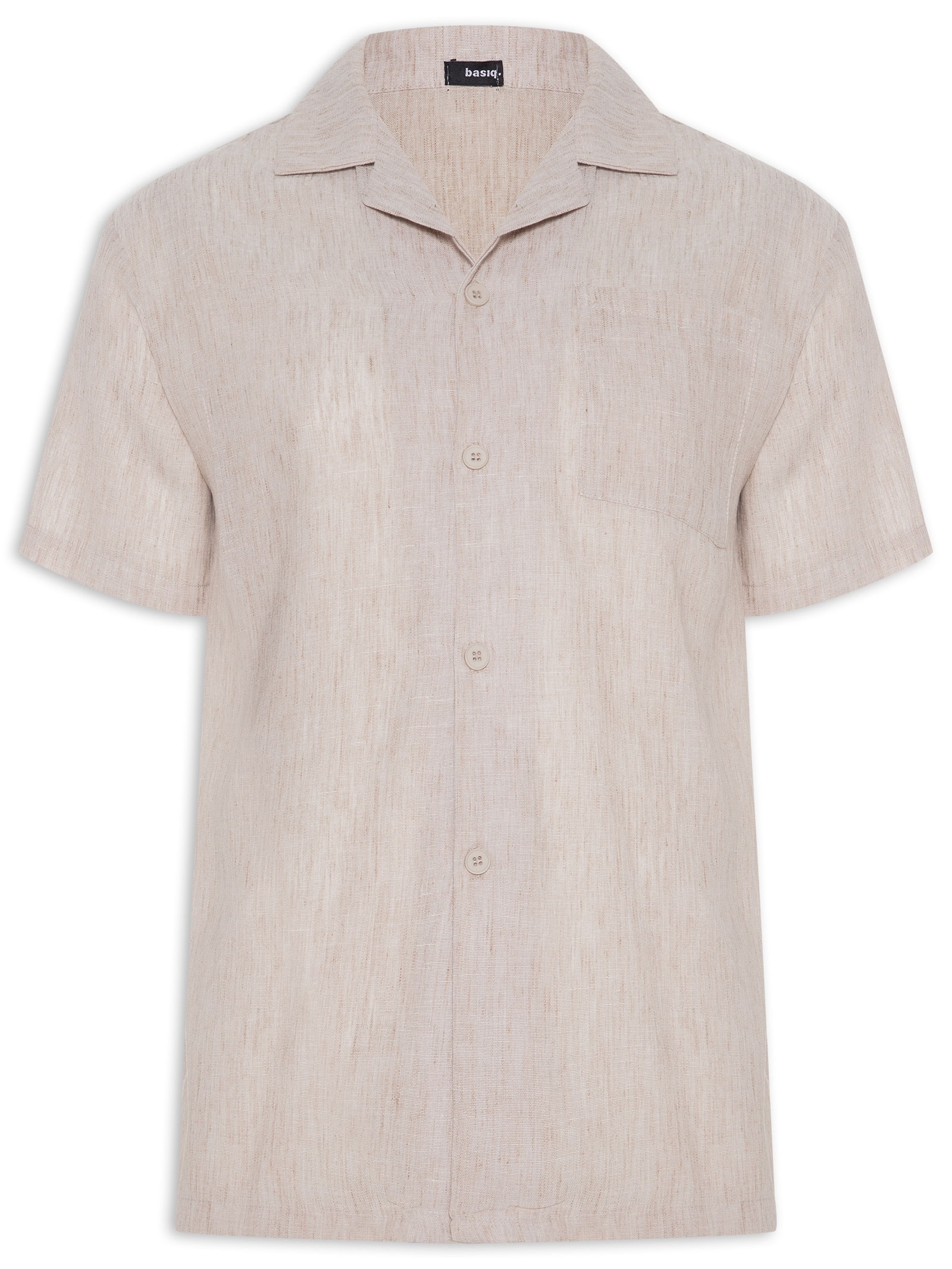 Camisa Masculina Manga Curta Bege Basiq Men