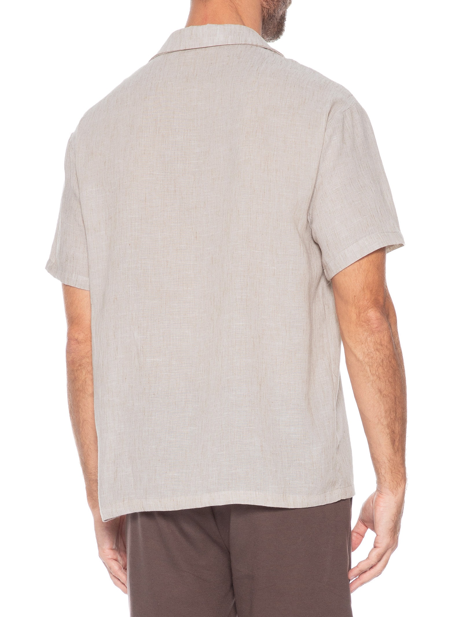 Camisa Masculina Manga Curta Bege Basiq Men