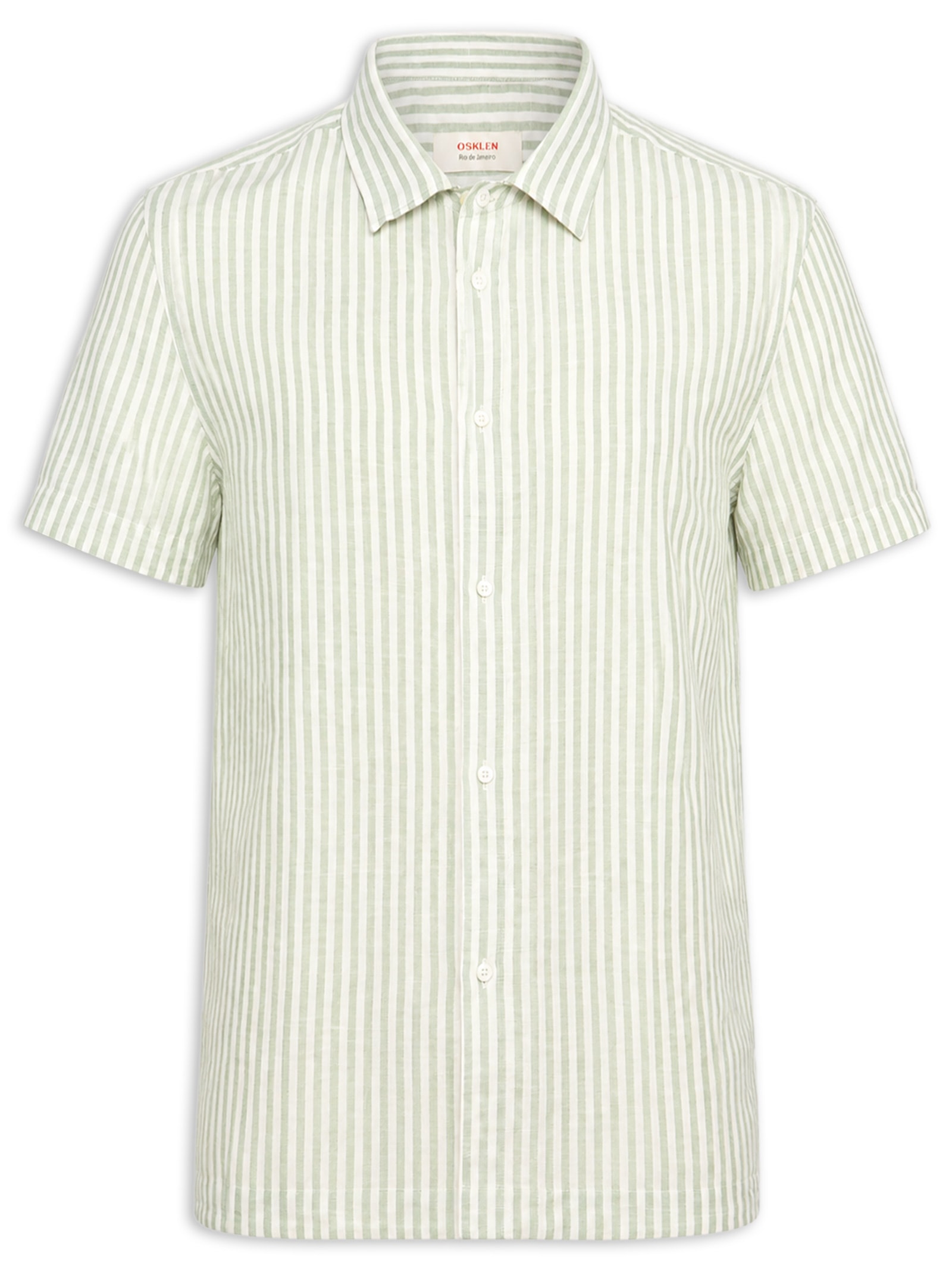 Camisa Masculina Manga Curta Brief Vintage Stripes Linen Off White Osklen