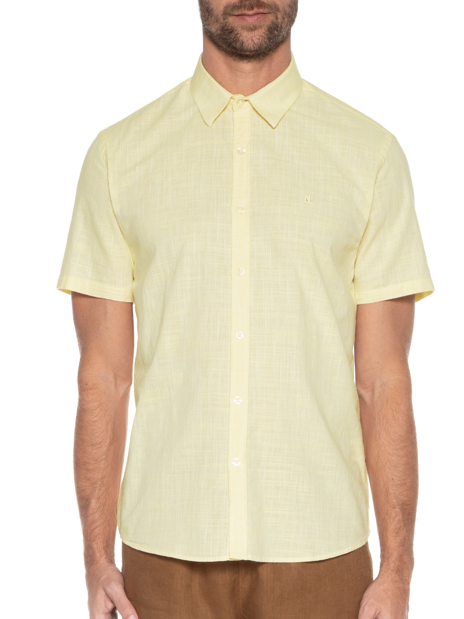 Camisa Masculina Manga Curta Búzios New Amarelo Foxton