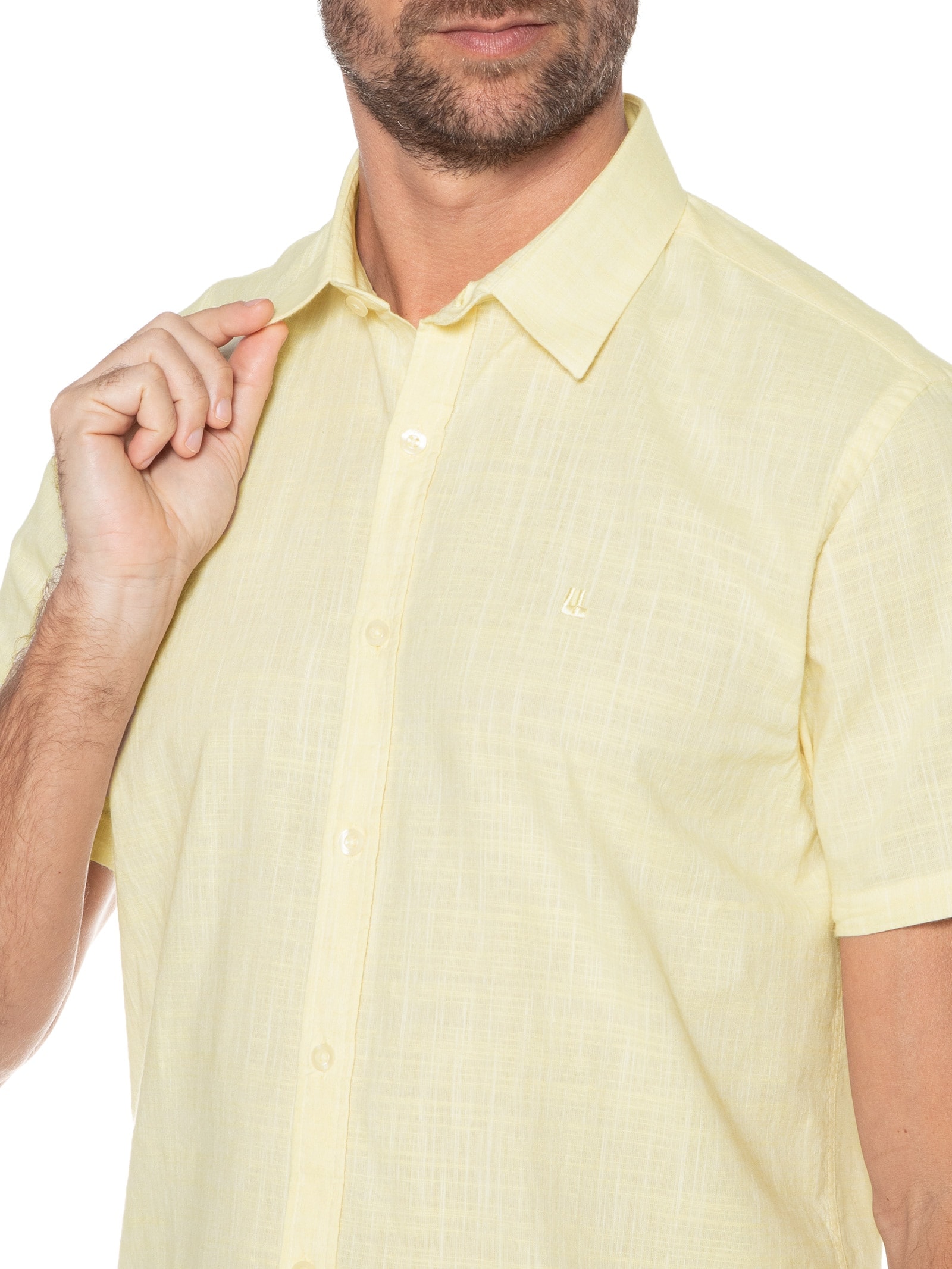 Camisa Masculina Manga Curta Búzios New Amarelo Foxton