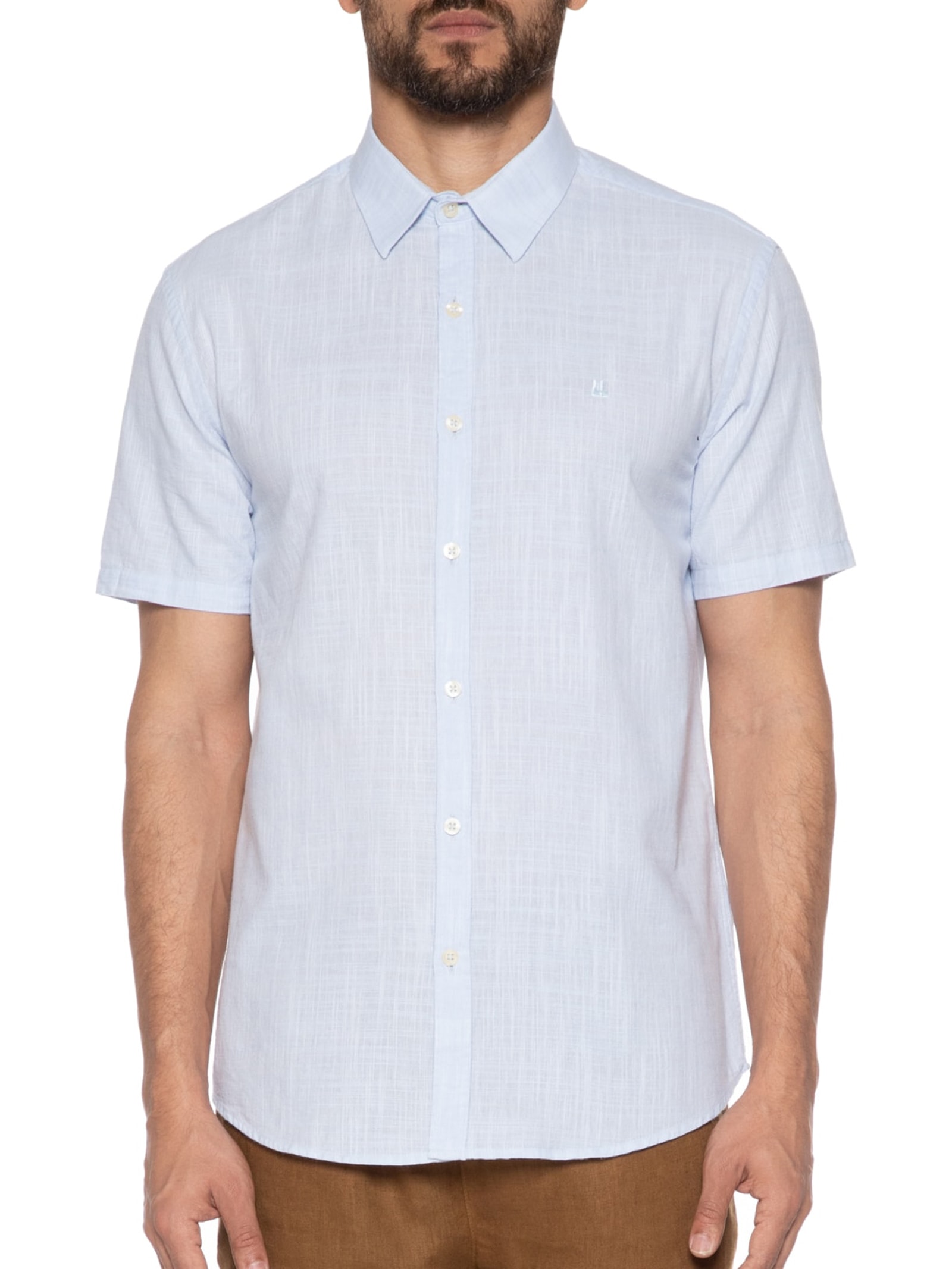 Camisa Masculina Manga Curta Buzios New Azul Foxton