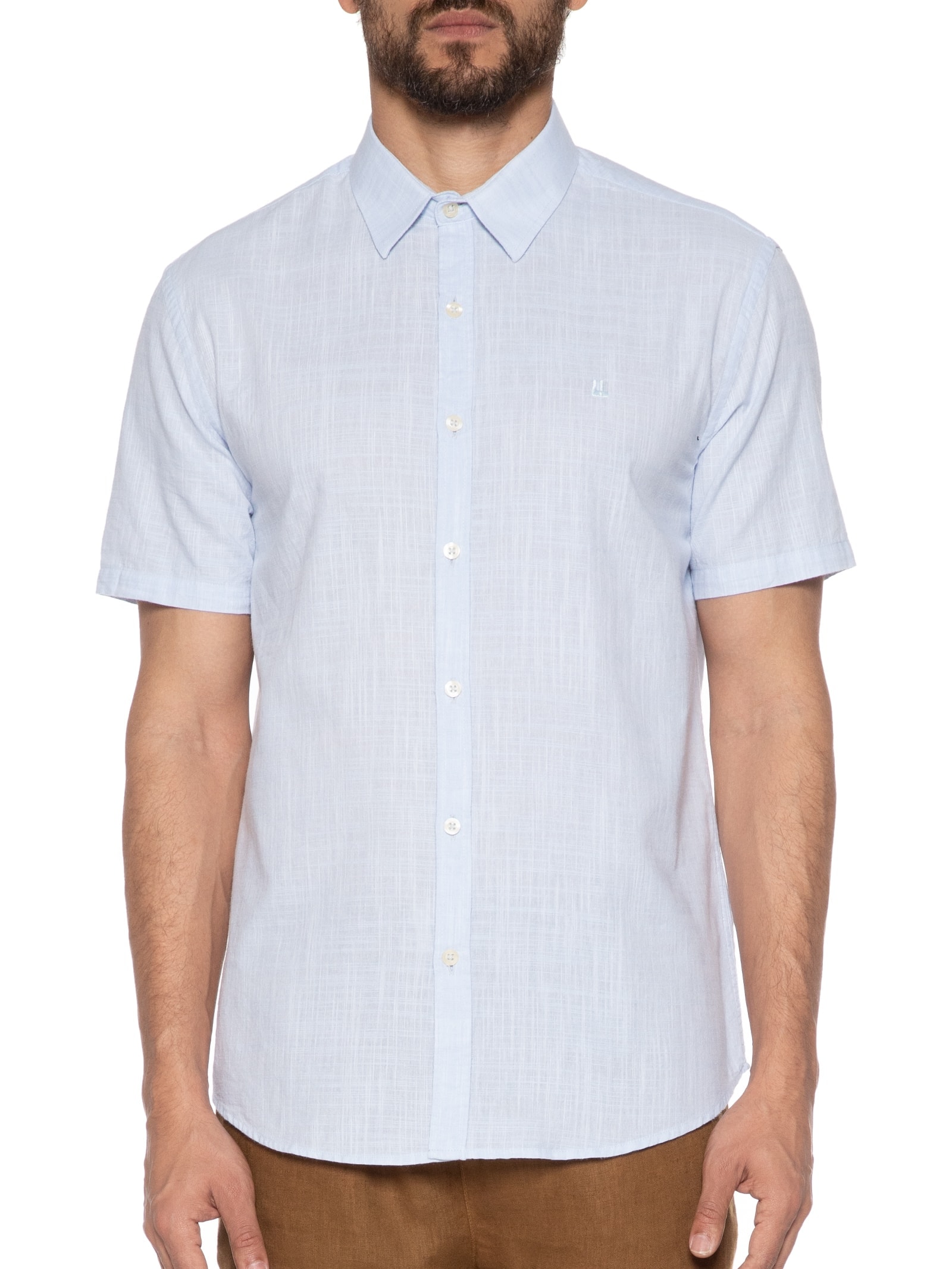 Camisa Masculina Manga Curta Buzios New Azul Foxton