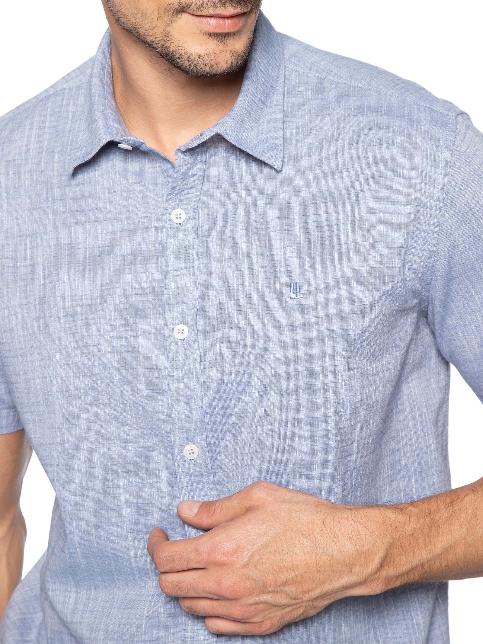 Camisa Masculina Manga Curta Búzios New Azul Foxton