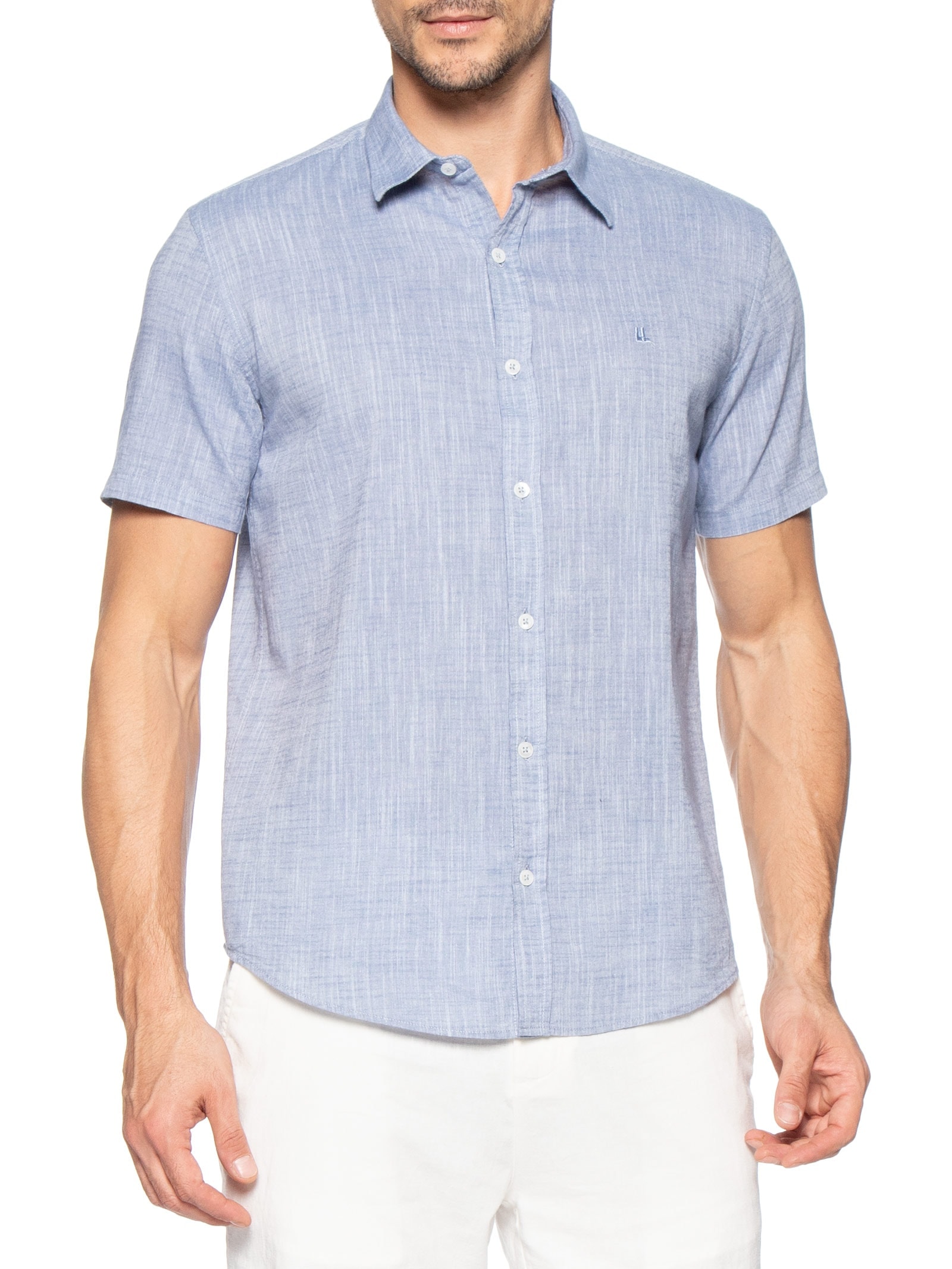 Camisa Masculina Manga Curta Búzios New Azul Foxton